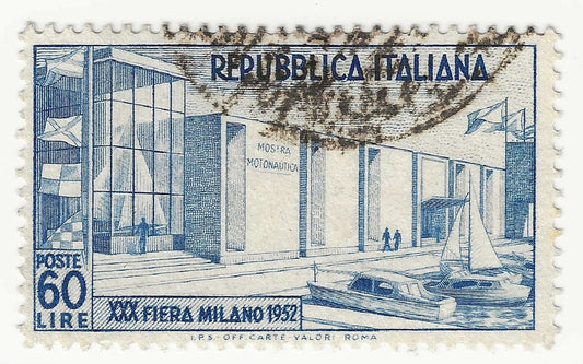 1951 Repubblica - 60 L. azzurro 30° Fiera di Milano usato con annullo originale