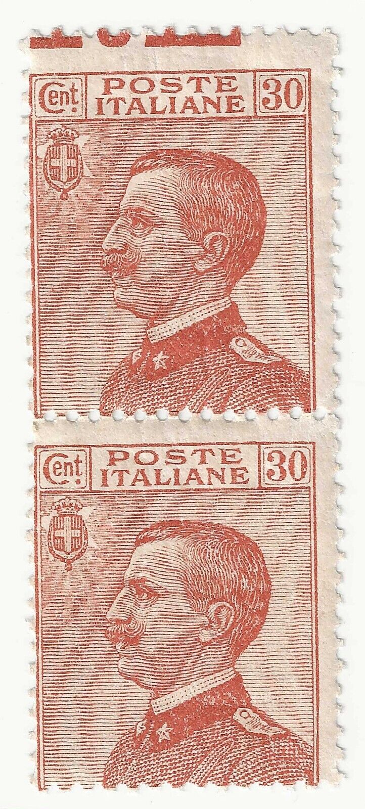 1922 Regno d'Italia - Coppia 30 c. bruno arancio bordo di foglio MNH**