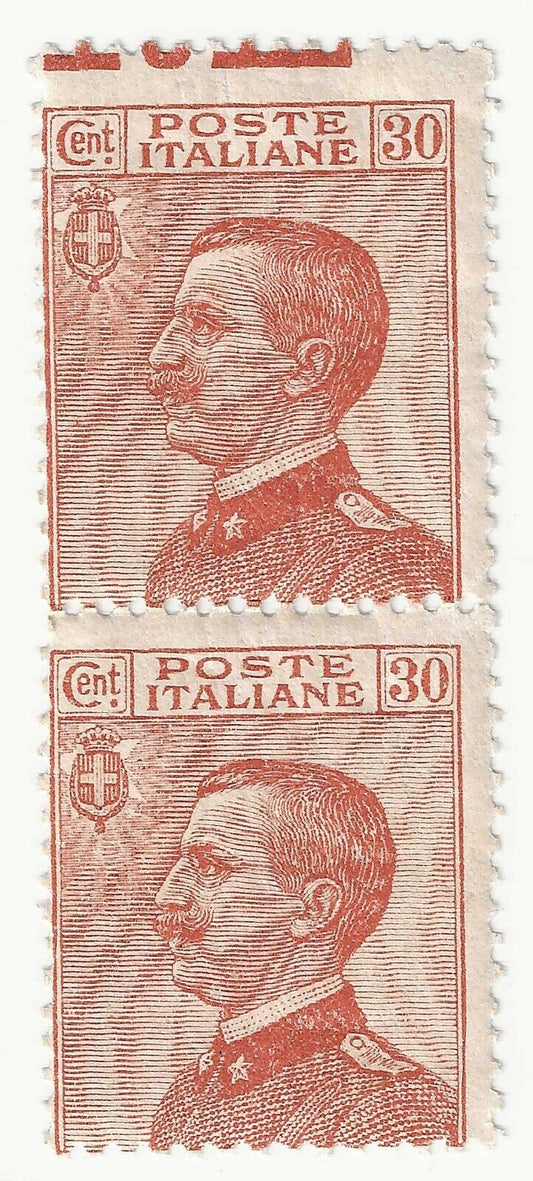 1922 Regno d'Italia - Coppia 30 c. bruno arancio bordo di foglio MNH**