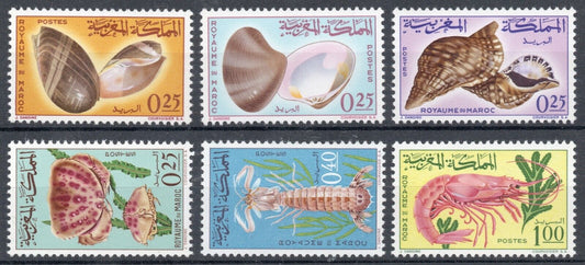 1965 - Marocco (Regno) - Conchiglie e crostacei, 6 valori MNH**