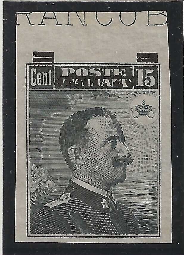 1916 Regno - 20 su 15 c. Michetti non dentellato soprastampa spostata MH*