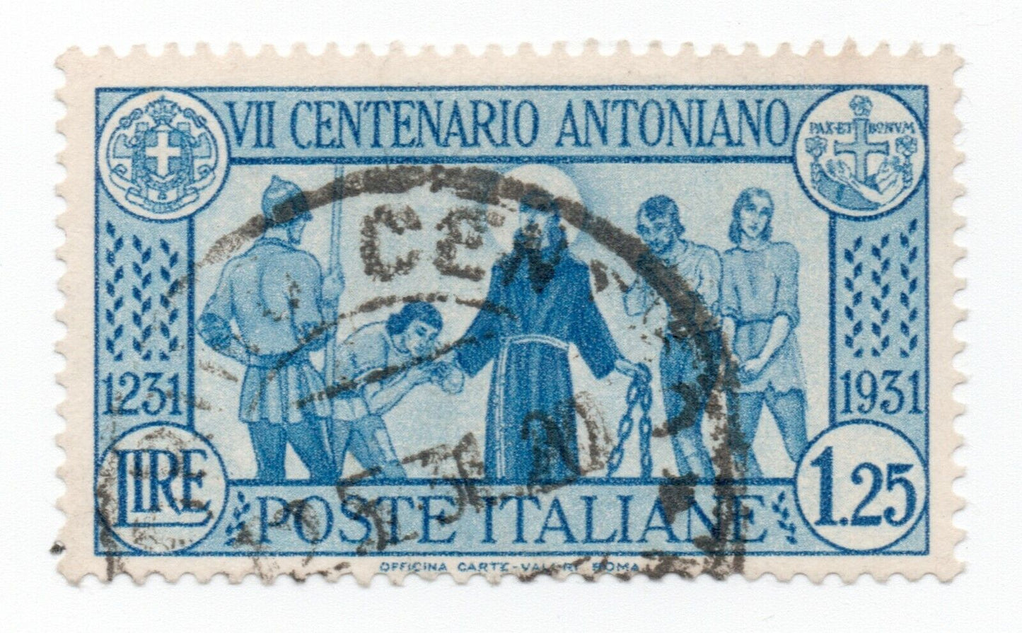 1931 - Regno d'Italia - 5 L. + 2,50 S. Antonio usato