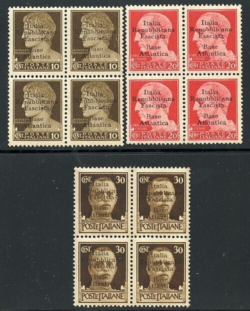 1943 Emissioni locali - Quartine Rep. fascista Base Atlantica firme Carraro MNH