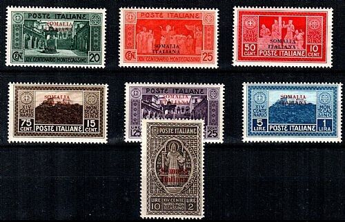 1929 Colonie (Somalia) - Serie completa Montecassino soprastampata MNH**