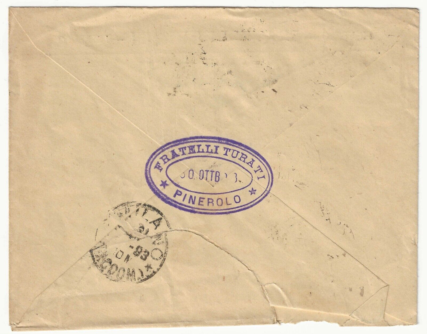 Royaume - 25 cents. bleu et 20 centimes. Umberto 1889 par courrier recommandé pour Milan