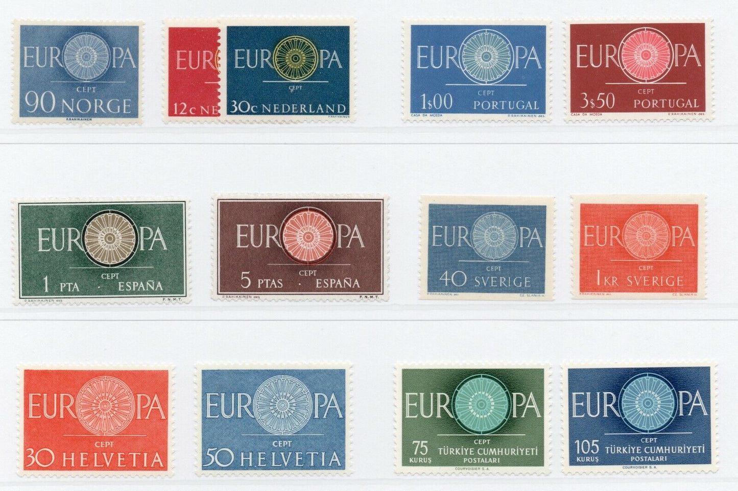 1960 - Europa CEPT (Anno completo) - Ruota, 20 paesi, 36 val. MNH**