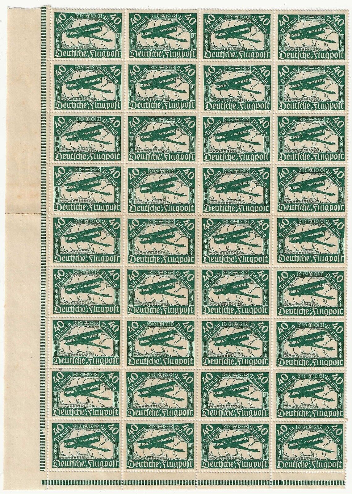 1919 Germania Reich - Bordo di foglio 40 p. biblano in volo Posta Aerea MNH**