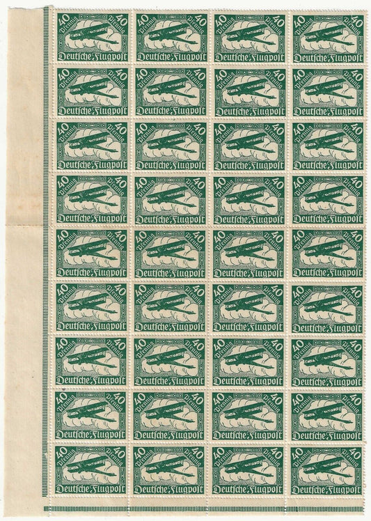 1919 Germania Reich - Bordo di foglio 40 p. biblano in volo Posta Aerea MNH**