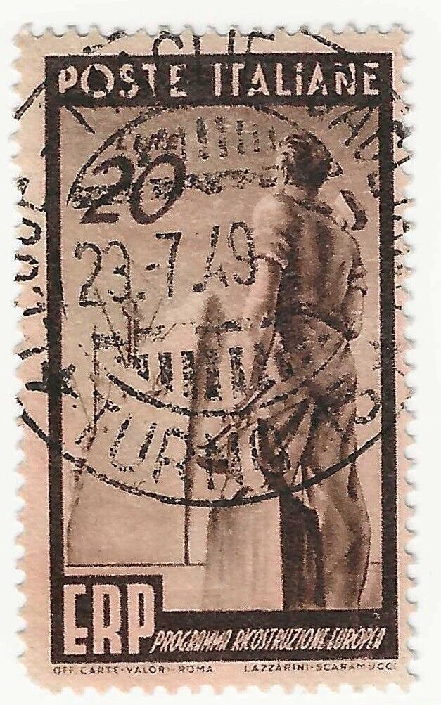 1949 Repubblica italiana - 20 cent. Programma Ricostruzione Europa ERP usato