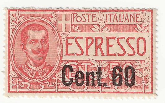 1922 Regno d'Italia - Espresso 60 c. su 50 c. rosso soprastampato MNH**