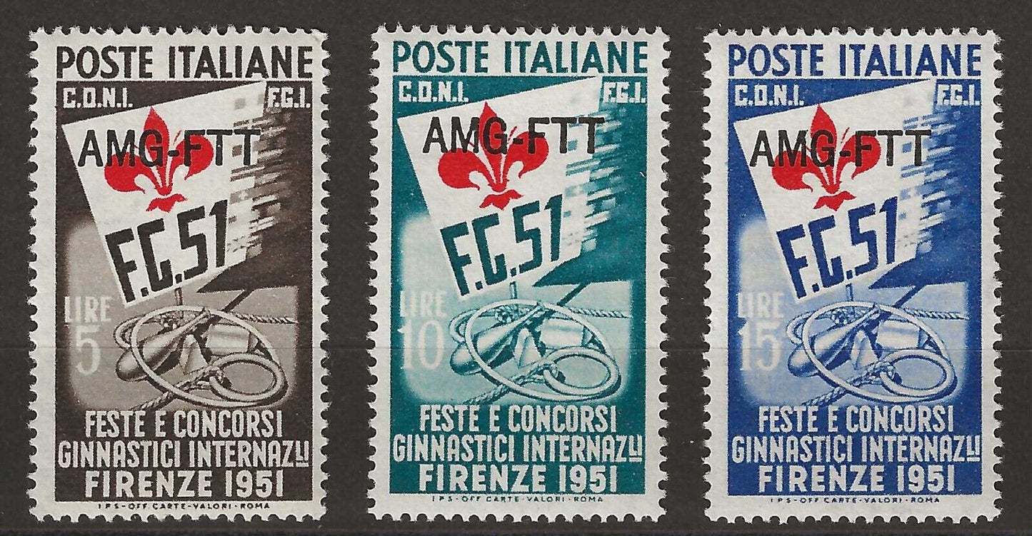 1951 Trieste A (AMG-FTT) - Ginnici di Firenze serie completa MH*