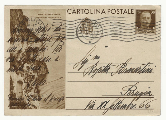 1933 Regno - Cartolina Postale 30 cent. bruno Strada del Ponale usata