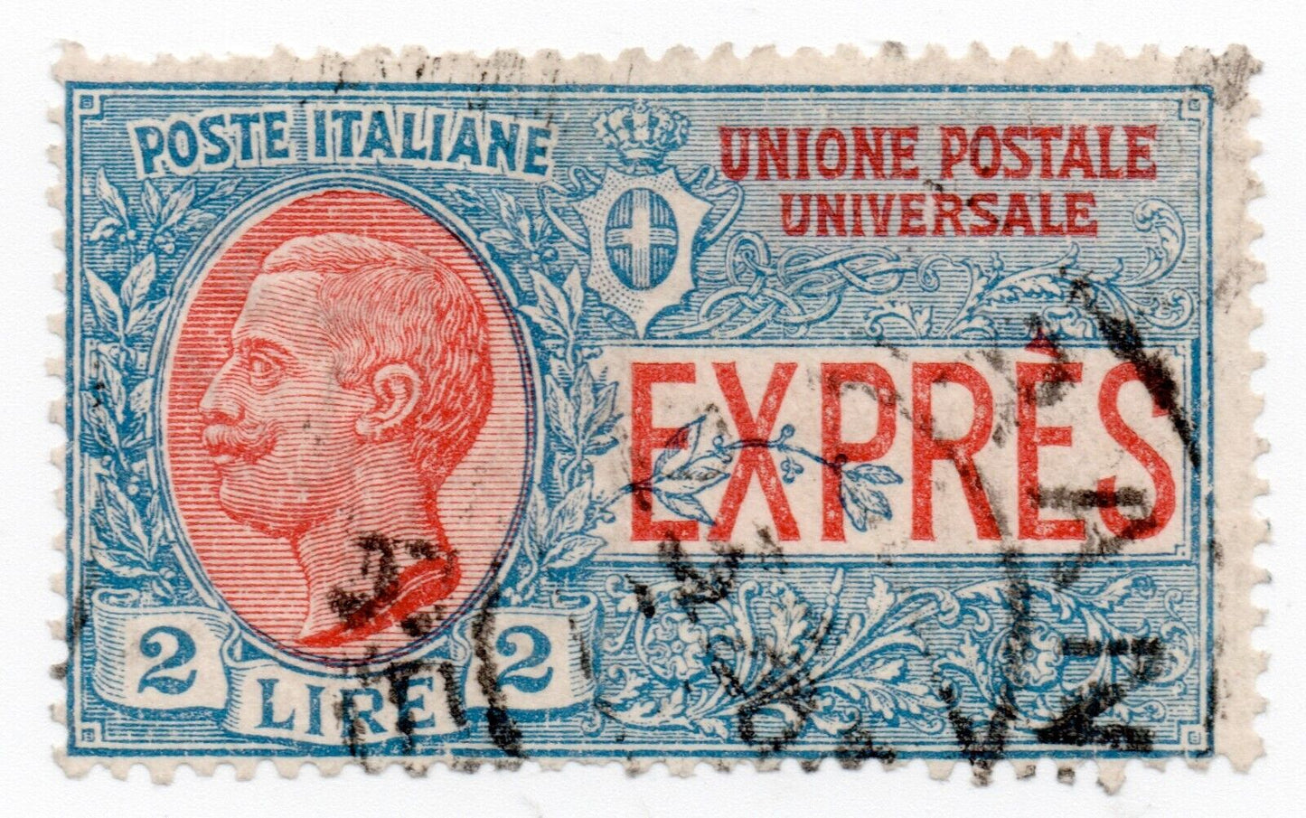 1925 - Royaume d'Italie - Expressi, types de 1903-1908, 2 L. bleu et rouge d'occasion