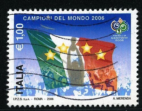 2006 Repubblica - 1 € Italia campione con fondo oro delle stelle spostato usato