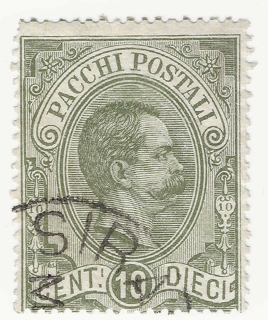 1884 Regno d'Italia - Pacchi Postali, Effigie di Umberto I 10 c. oliva usato