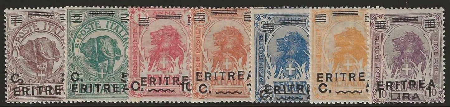 1922 Colonie (Eritrea) - Serie completa Leone ed Elefante soprastampata MH*