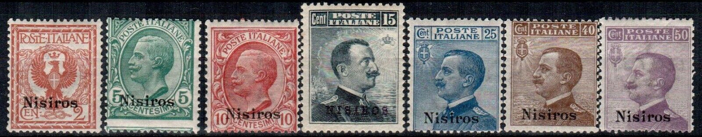 1912 Egeo (Nisiros) - Serie completa ordinaria Nisiro soprastampata MNH**