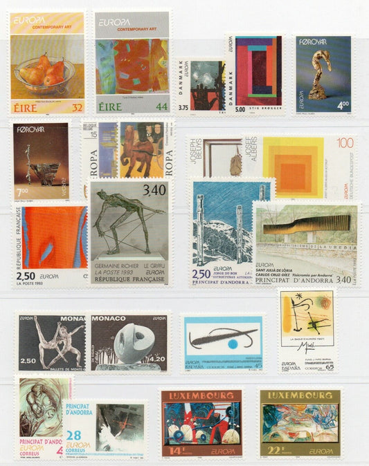 1993 - Europa CEPT (Anno completo) - Arte contemporanea 44 paesi, 86 v.10 BF MNH