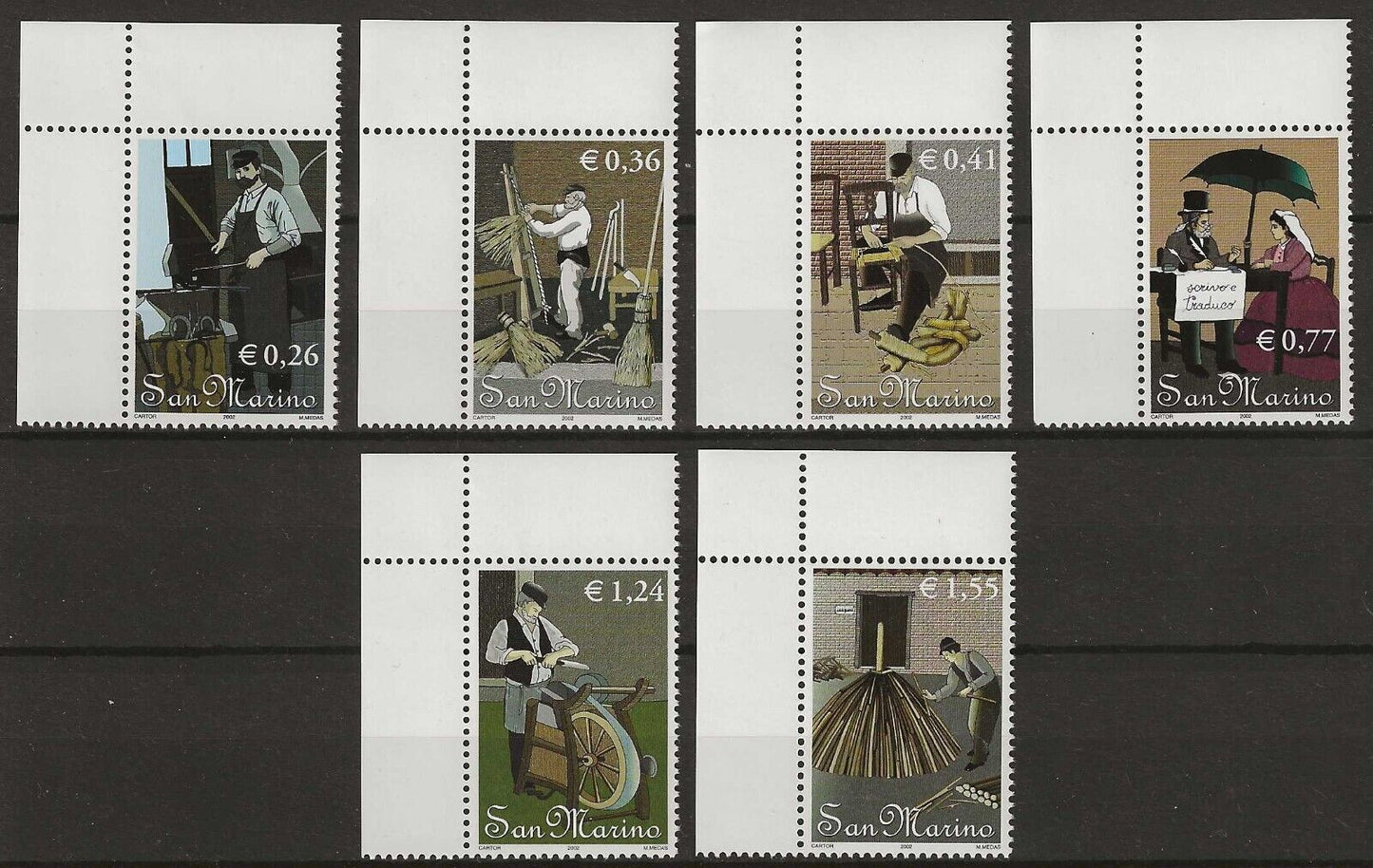 2002 Saint-Marin - Artisanat ancien, ensemble complet de 6 valeurs MNH**