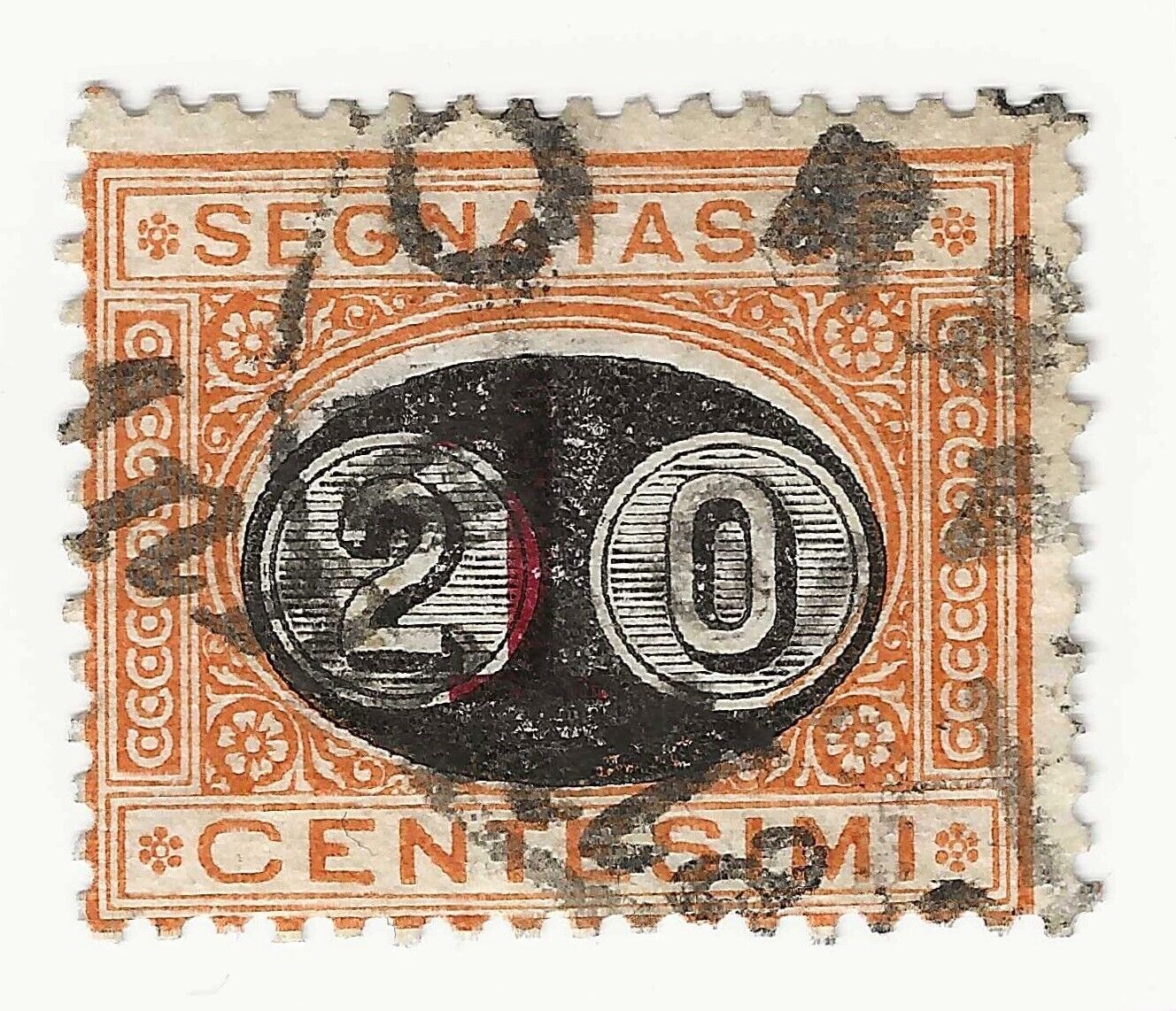 1890 Regno d'Italia - Segnatasse 20 c. su 1 c. ocra e carminio usato