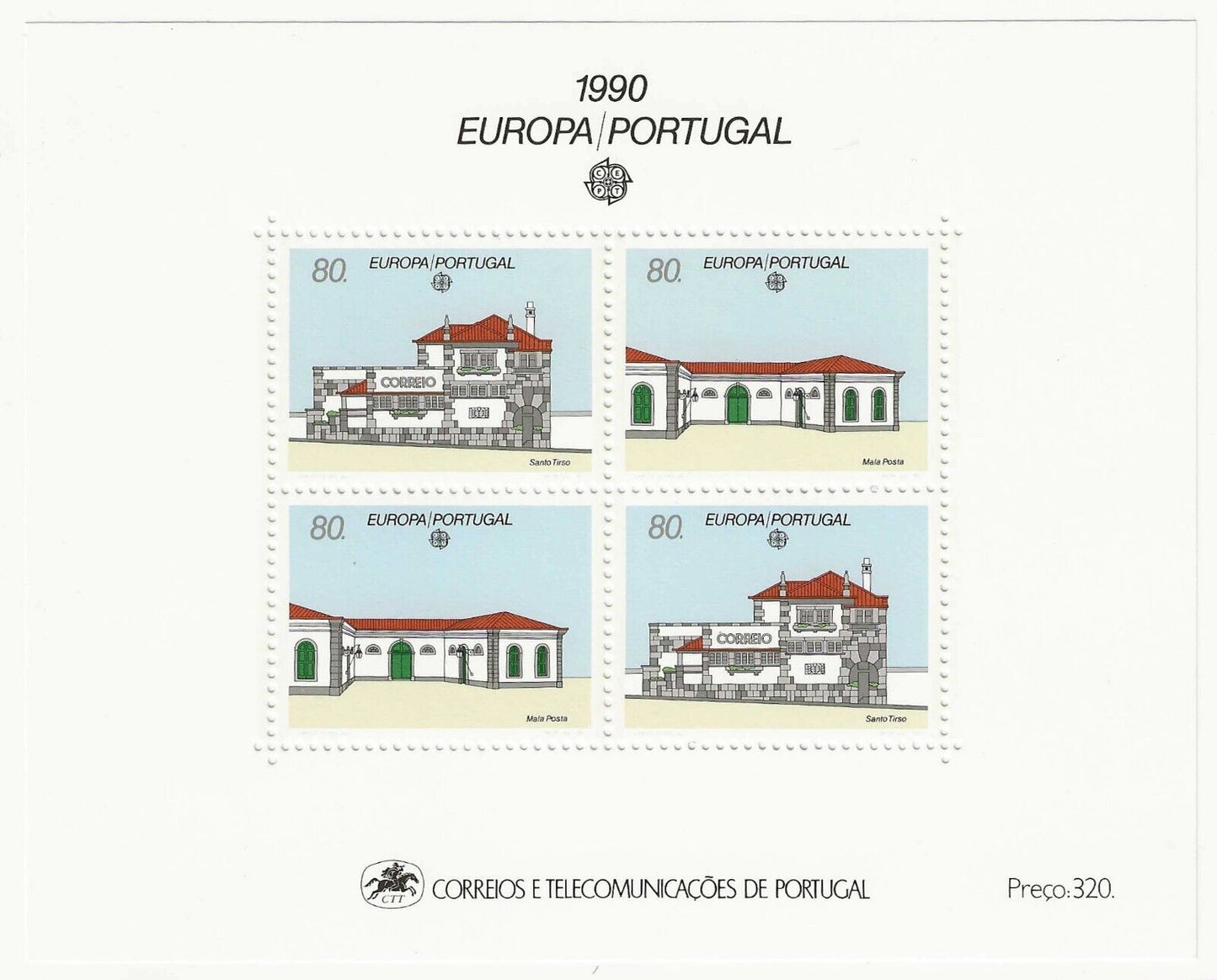 1990 - Europe CEPT (Portugal) - Bâtiments Postaux, dépliant MNH**