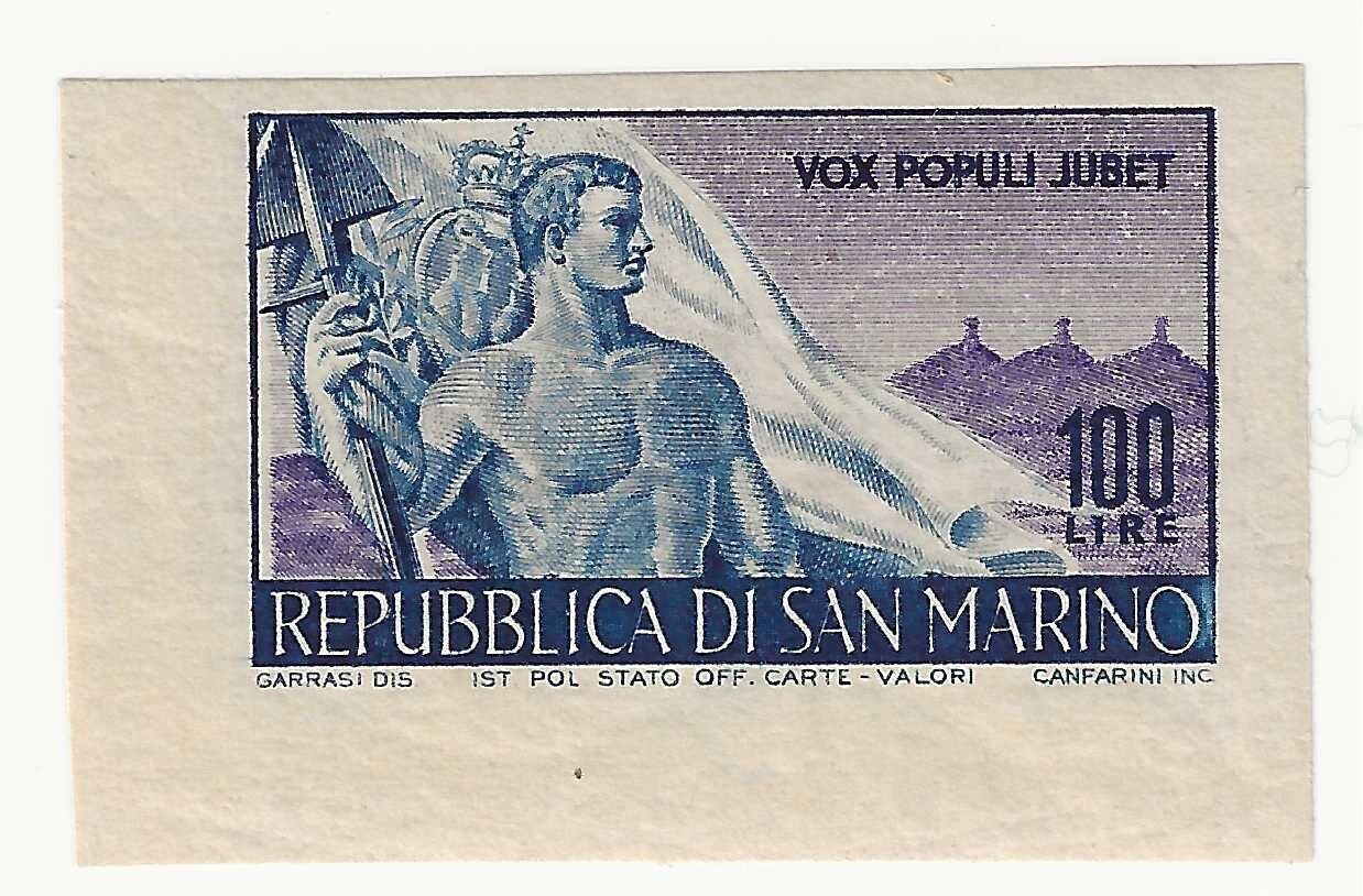 1948 San Marino - 100 L. serie Lavoro non dentellato MNH**