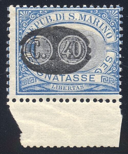 1931 San Marino - Segnatasse 40 su 10 c. soprastampa nera spostata MNH**