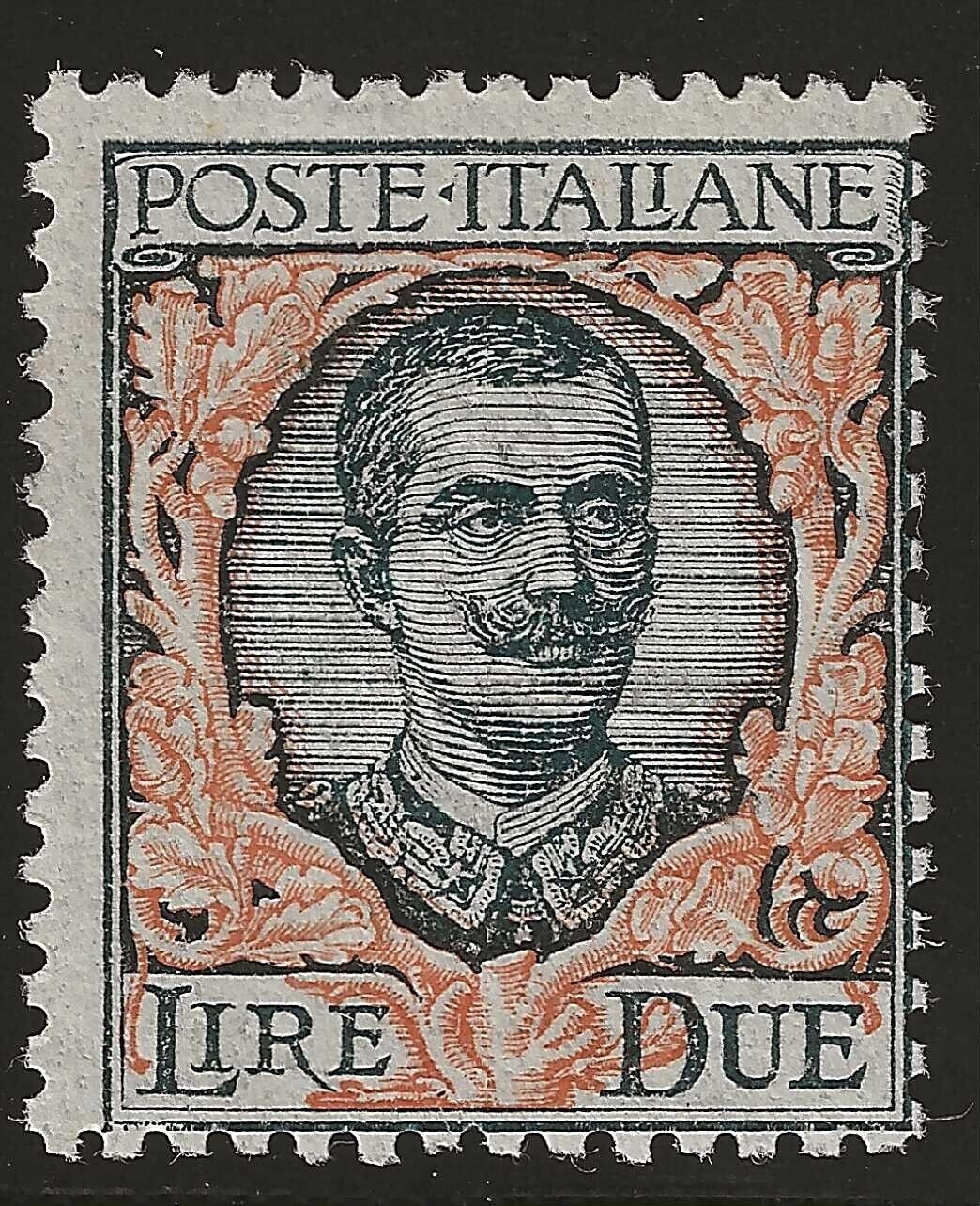 1923 Regno d'Italia - 2 L. verde grigio e arancio Floreale MH*