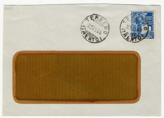 Kingdom - 1.25 L. blue Proclamation of the Empire isolated on envelope