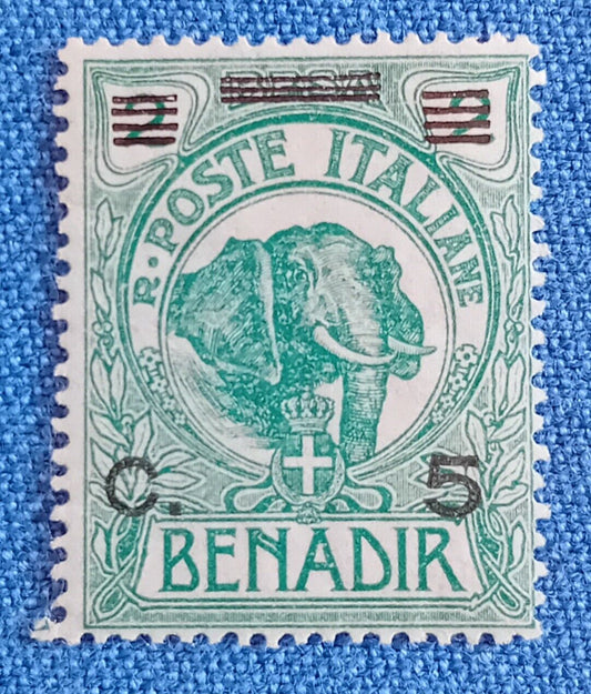 1926 Colonie (Somalia) - 2 cent. su 2 b. verde elefante MH*