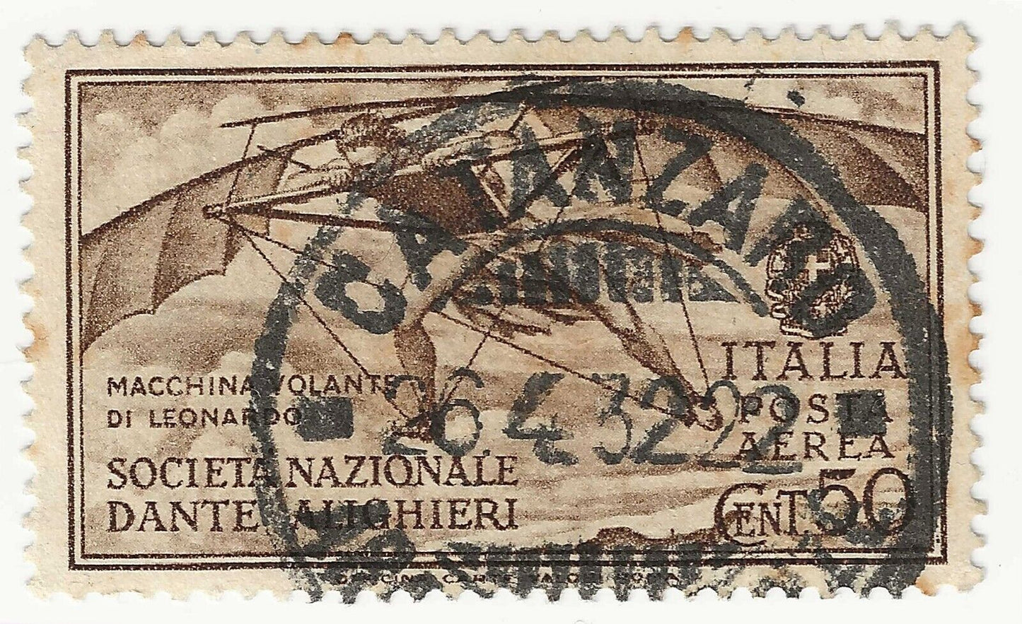 Royaume 1932 - 50 ch. Machine volante Bruno Air Mail Leonardo d'occasion (Sass. A26)