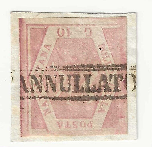 1858 Antichi Stati (Napoli) - 10 gr. rosa lillaceo annullato ampi margini