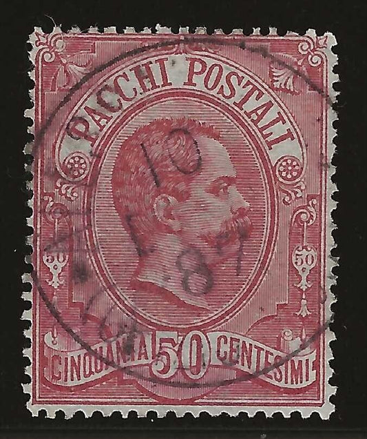 1884/86 Regno d'Italia - 50 c.L. Pacchi Postali Umberto I rosso usato