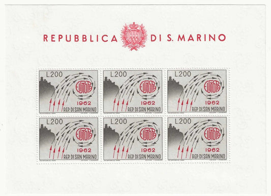 1962 San Marino - Foglietto Europa Unita 200 L. grigio e rosso MNH**