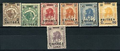 1922 Colonie (Eritrea) - Serie completa Leone ed Elefante soprastampati MH*