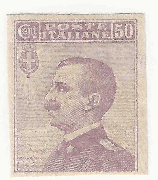 1908 Regno d'Italia - 50 cent. violetto voltato a sinistra non dentellato MH*