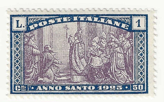 1924 Regno d'Italia - 1 L. + 50 cent. azzurro e viola Anno Santo 1925 MNH**