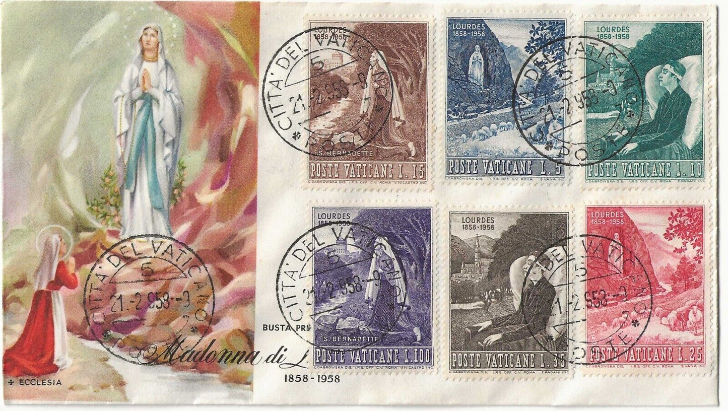 Vaticano - FDC 21 febbraio 1958 - Centenario prima apparizione di Lourdes