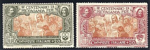 1923 Regno d'Italia - Propaganda Fide 20 e 30 cent. con ritocco MH*