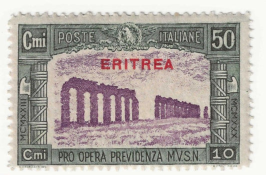 1930 Colonie italiane (Eritrea) - Milizia III, 50 c. + 10 c. verde e viola MNH**