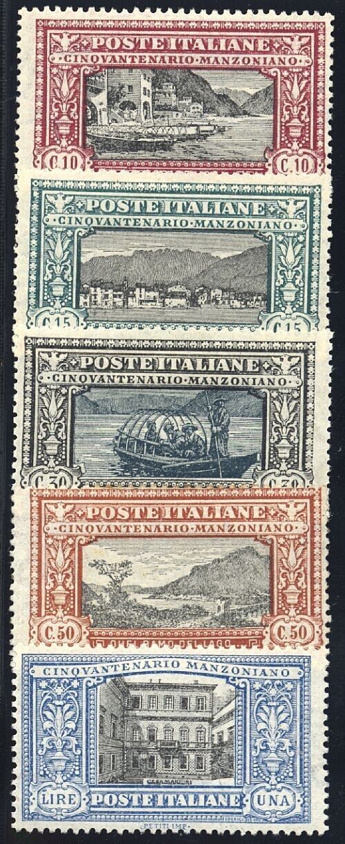 1923 Regno d'Italia - Serie Manzoni 5 valori manca 5 L. MH*