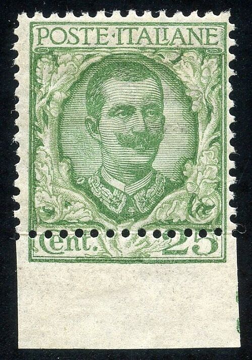 1926 Regno d'Italia - 25 c. Floreale dentellatura spostata bordo di foglio MH*