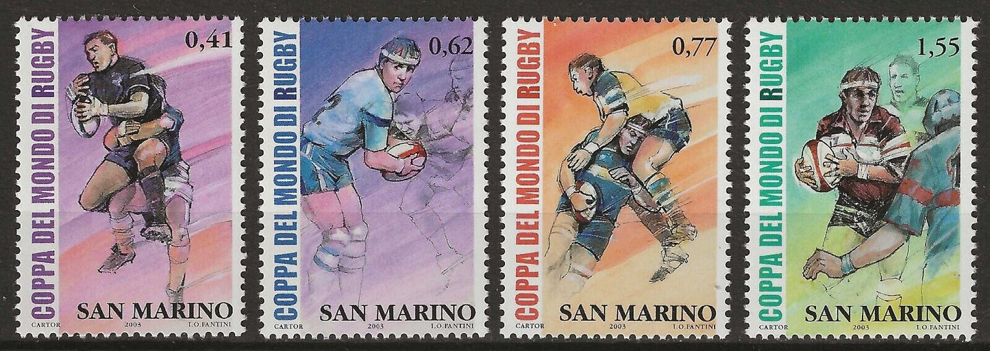 2003 Saint-Marin - Coupe du monde de rugby ensemble complet de 4 valeurs MNH**