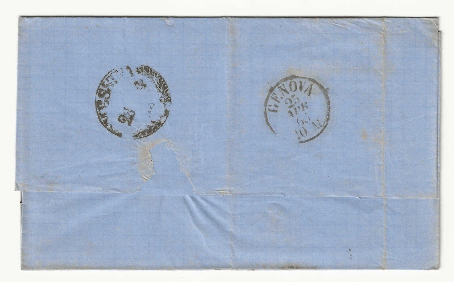 Kingdom - 15th c. 1863 (first type) on envelope for Messina with simple Milan postmark