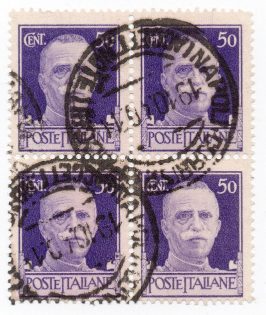 1929 - Regno d'Italia - "Imperiale", blocco 50 c. violetto usati