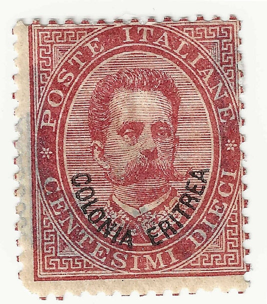 1893 Colonie italiane (Eritrea) - Umberto I, 10 cent. carminio soprastampato MH*