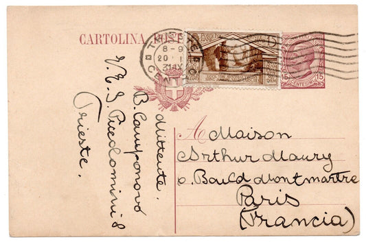 1907 - Regno d'Italia - Cartolina postale tipo leoni 15 c. serie Virgilio