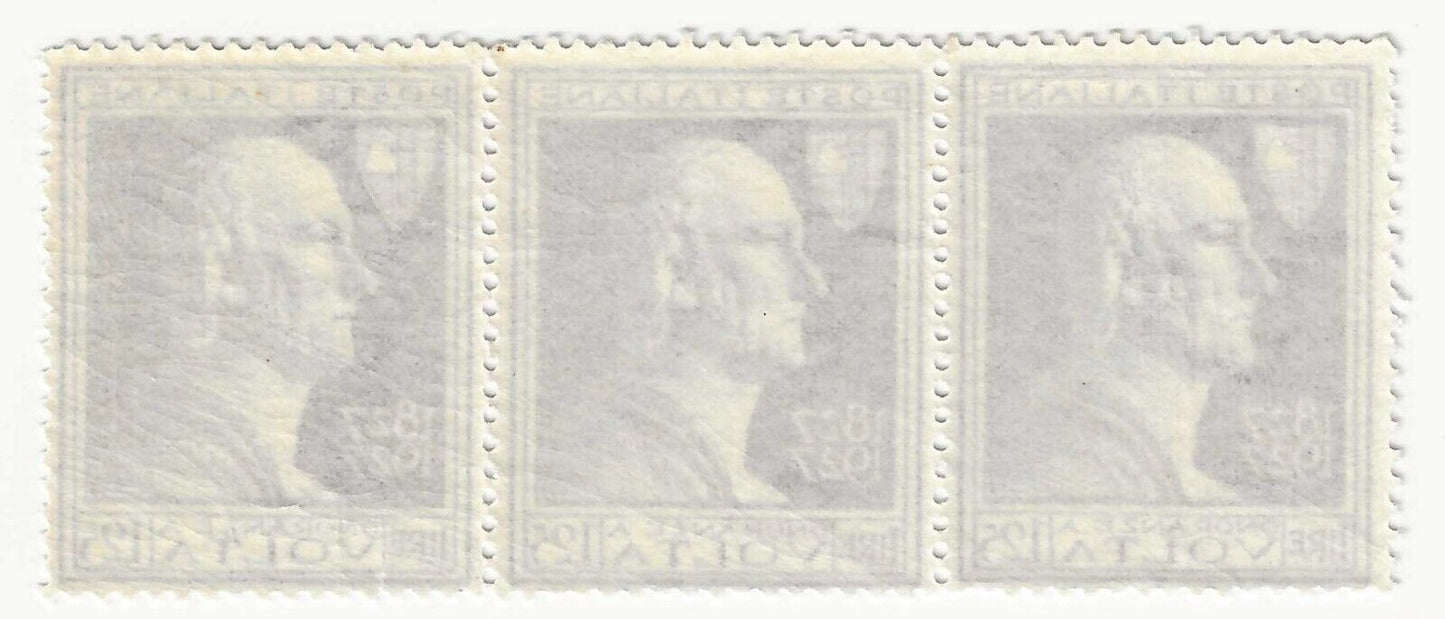 1927 Regno d'Italia - Striscia di tre valori 1,25 L. Alessandro Volta MNH**