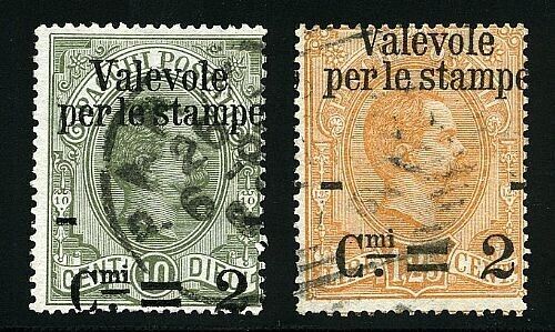 1890 Regno d'Italia - 2 su 10 c. e 2 su 1,25 L. Valevole soprastampa spostata