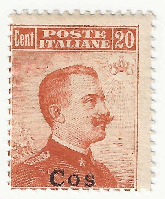 1917 Isole dell'Egeo (Cos) - 20 c. Michetti arancio senza filigrana MNH**